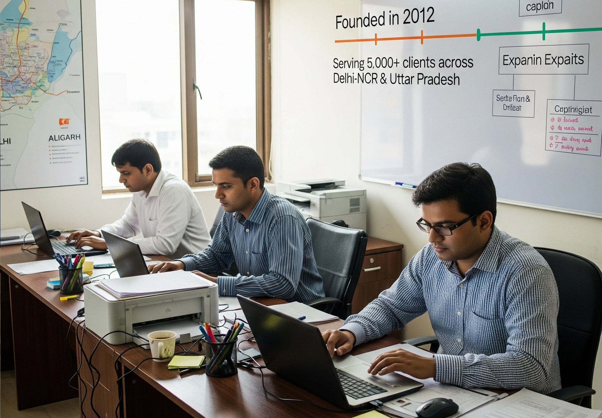 Tecnofacts early days team meeting in Delhi office